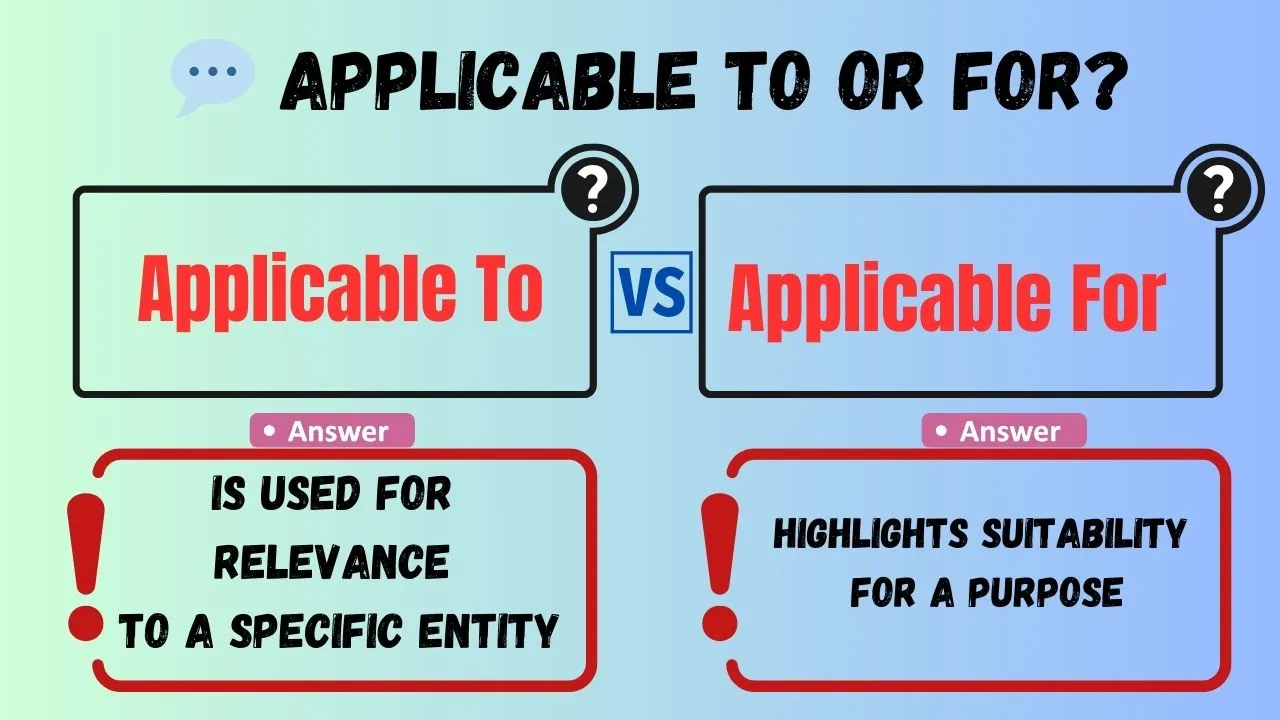 Applicable To or For