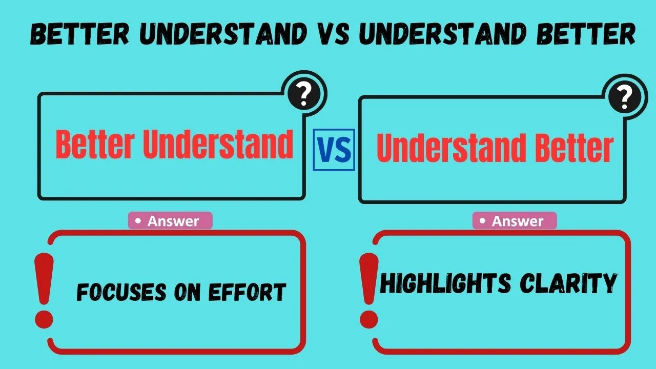 Better Understand vs Understand Better